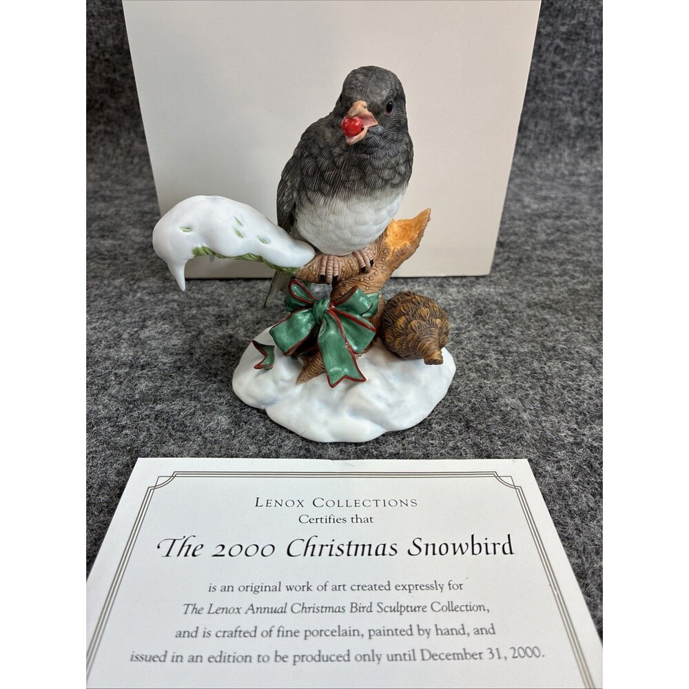 Lenox 2000 Christmas Snowbird Porcelain Figurine with Box COA